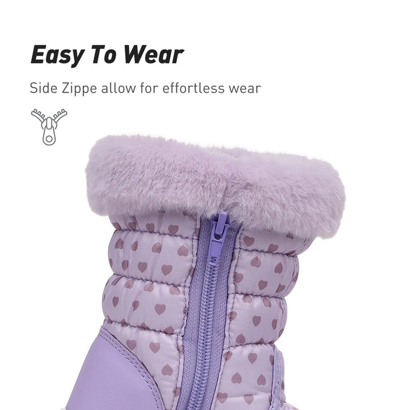 Ahannie Toddler Girls Snow Boots Kid Warm Outdoor Insulated Winter Boot with Side Zipper(Todder/Little Kid)(Purple-8) - Image 4